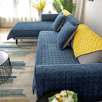 Cubierta De Sofá Universal De Peluche Gruesa Antideslizante Para Sala De Estar Decorativa Tela De Silla De Piso De Poliéster 100% Estilo Sólido - details 4