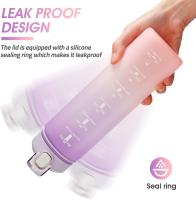 Botella Deportiva de 1 L: Botella deportiva a prueba de fugas y sin BPA para fitness, Gimnasio y Deportes al Aire Libre, color Morado - details 2