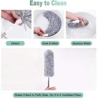 Aspirador de polvo extensible, aspirador de polvo de microfibra, con una longitud de hasta 280 cm, con varilla extensible de acero inoxidable, lavable, fácil de quitar el polvo (gris) - details 0