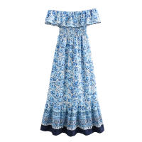 Vestido Largo Sin Mangas De Mujer TRAF Elegante Y Moderno De Verano Con Estampado De Flores Y Cuello Bajito Para Fiestas Y Noches - details 5
