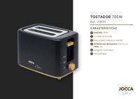 Tostador Jocca de la línea Nature con dobre ranura ancha para diferentes tipos de panes y bollerías con un tostado uniforme, cuenta con 7 niveles de tostados, función de descongelar, recalentar y cancelar. 700W de potencia. - details 2