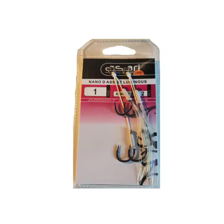 Nano Double Assist Hook Luminous Accesorios Pesca Anzuelos Montados Asari - 1
