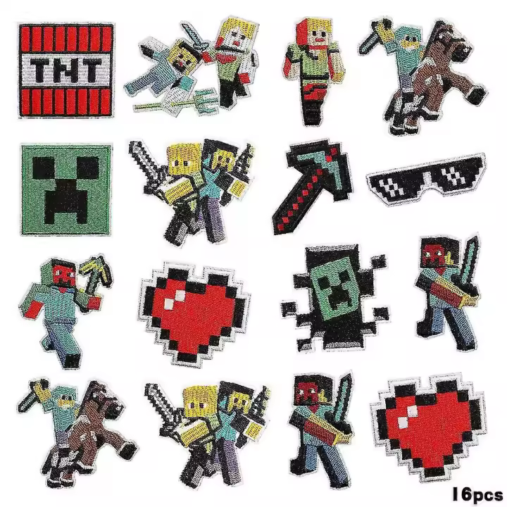 Parches termoadhesivos, 16 piezas de Minecraft, bordados, para coser o planchar, para decoración DIY. - 1