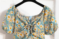 Vestido Mini De Verano Para Mujer Estampado Floral Chiffón Casual Cintura Natural Manga Larga Suelta Cierre De Cremallera - details 21