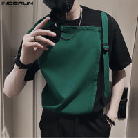 Camiseta De Hombre Estilo Casual INCERUN Con Diseño De Mochila Y Hebilla Manga Corta Patchwork S-5XL Para Verano - details 6