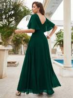 Vestido De Novia Sastre Unithorse Elegante Con Encaje Y Mariposa En Manga Chiffon Para Damas De Honor V-Neck Largo Al Piso - details 32