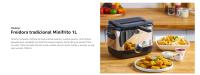 Moulinex AF220010 Freidora, Capacidad 1 l de Aceite, para Unos 600 gr de Comida, Acero Inoxidable, Bol Antiadherente, Filtro Metálico Incluido, Termostato Ajustable, Plástico, Negro, Plateado - details 1
