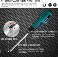 Juego de 6 dethornilladores magnéticos de Chrome vanadio de alta resistencia con 3 Puntas Planas Y 3 Puntas Phillips, con estuches - details 0