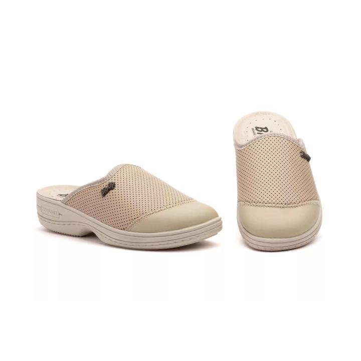 TS-553 Beige -Blanco Y Azul Hecho en Italia Zuecos Mujer Frender Piel Beige-Blanco y Azul  Numeración: 35-41 Marca: BioUp Este zueco profesional presenta un diseño ergonómico con enfasis en la comodidad, adecuado para largas jornadas laborales. Cuenta