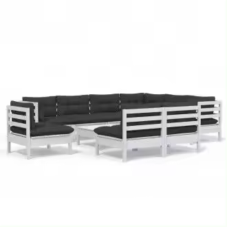 VIDAXL 3096750 juego de mobiliario de jardín de madera maciza de pino gris antracita 10 piezas - 1