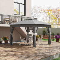 Outsunny Carpa Plegable 3x3 m Cenador de Jardín con Doble Techo 4 Mosquiteras 20 Luces LED Solares Altura Ajustable Mando a Distancia y Bolsa de Transporte para Jardín Patio Fiestas Gris - details 1