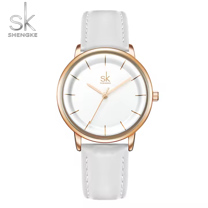 Reloj De Cuarzo Para Mujer Shengke Simple Y Moda Con Correa De Cuero Resistente Al Agua Regalo Para Niña Relogio Feminino - 1