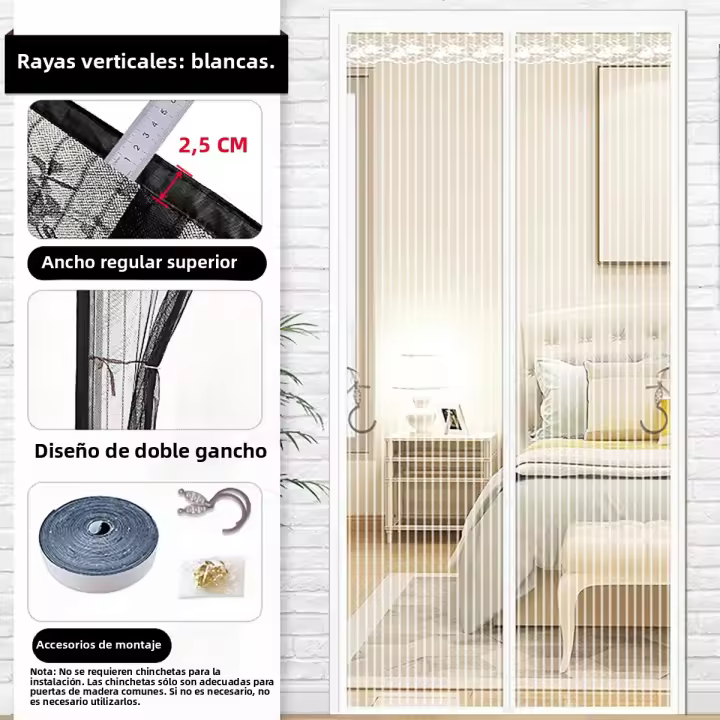 Nueva Cortina De Puerta Magnética 2024 Malla De Insectos Anti-Mosquitos Cierre Automático Tamaño Personalizable Instalación Fácil Para El Hogar - 1