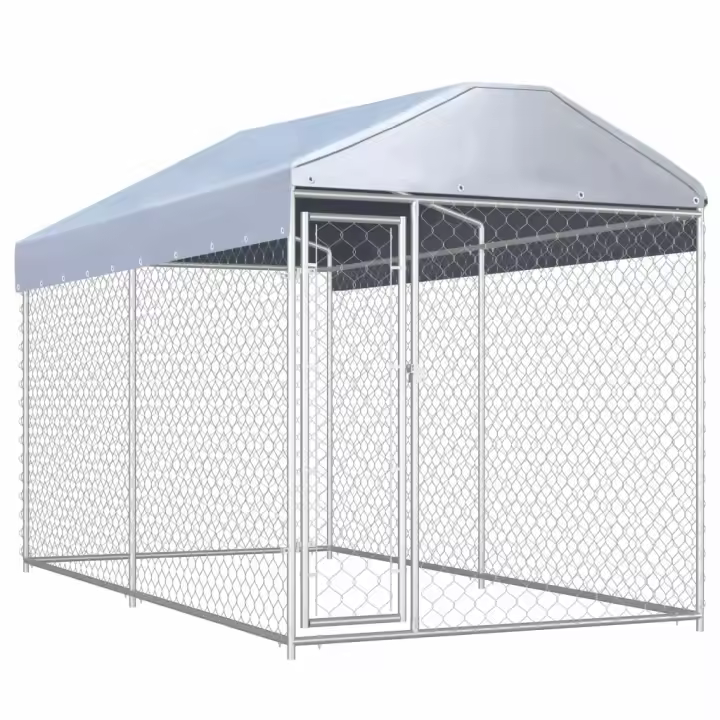 vidaXL Perrera de exterior con toldo 382x192x225 cm - 1