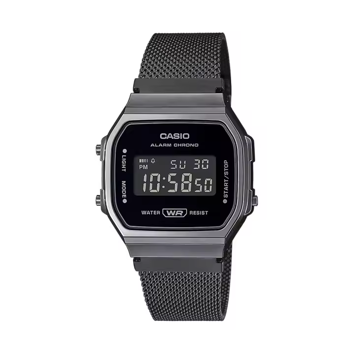 Reloj Casio A168WEMB-1BEF con Alarma Diaria y Correa Milanesa - 1