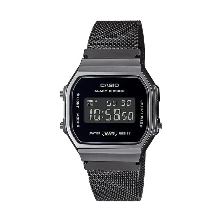 Reloj Casio A168WEMB-1BEF con Alarma Diaria y Correa Milanesa - 1