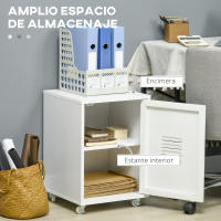 Vinsetto Cajonera de Oficina Mueble Archivador con Ruedas Estante Ajustable y Puerta de Metal para Tamaño A4 para Estudio Salón 38x38,5x55,5 cm Blanco - details 3