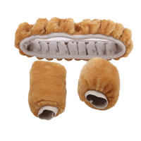 Cubierta De Volante De Coche Personalizada 3pcs Color Sólido Plush Accesorios Para Decoración Automóvil Adecuado Para Mujeres - details 8