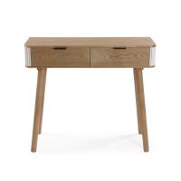 VERSA - Consola de madera color natural, 2 cajones, extremos blancos ondulados, 90x33x78 cm - details 4