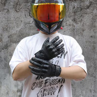 Guantes De Motocicleta De Cuero Vintage 2024 Para Hombres Negro Antifalla Moto Cross Motocarrilera Táctil M-XXL Protección Completa - details 0