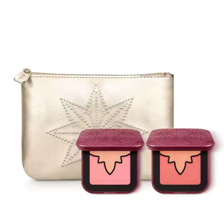 Pack rutina maquillaje KIKO MILANO blush set: Moonlight Treasure Long Lasting Duo Blush 01 +  BLUSH 02 + Festive Pochette - 1