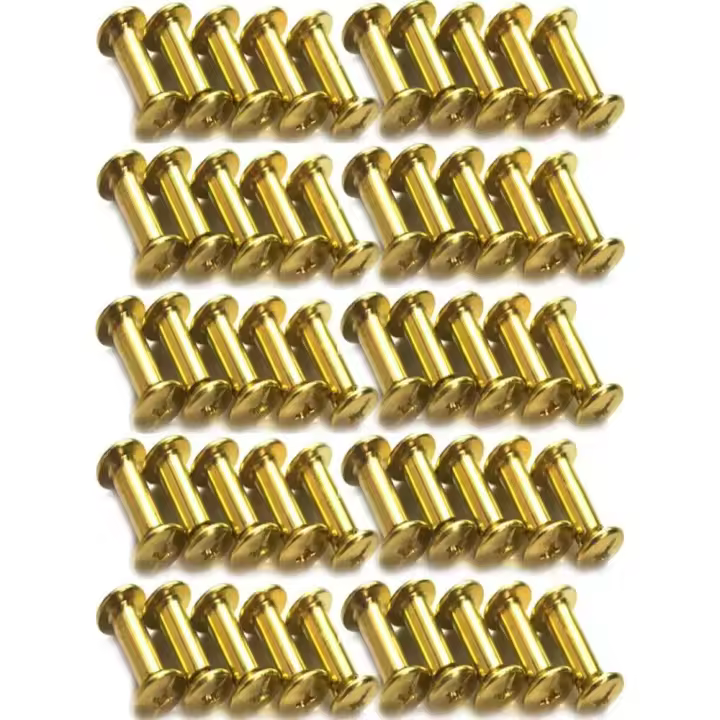 50 tornillos de fijación de metal, tornillos de vástago redondo, postes de clavos, botones de remache, tornillos de tachuela de cinturón sólidos para bricolaje, decoración de cuero, reparación de encuadernación, tornillos Chicago M5 x 15 mm (C) - 1