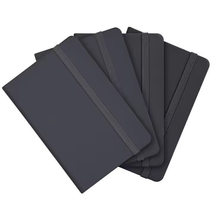 【PACK 4】Libreta pequeñas de Diario, Bloc de Notas, Cuadernos A6, cuaderno pequeño de bolsillo con cintas marcadoras y cierre elástico, 160 páginas (80 hojas) 80 g/m, bloc de notas de tapa dura (4 colores, 14 x 9,5 cm) - 1
