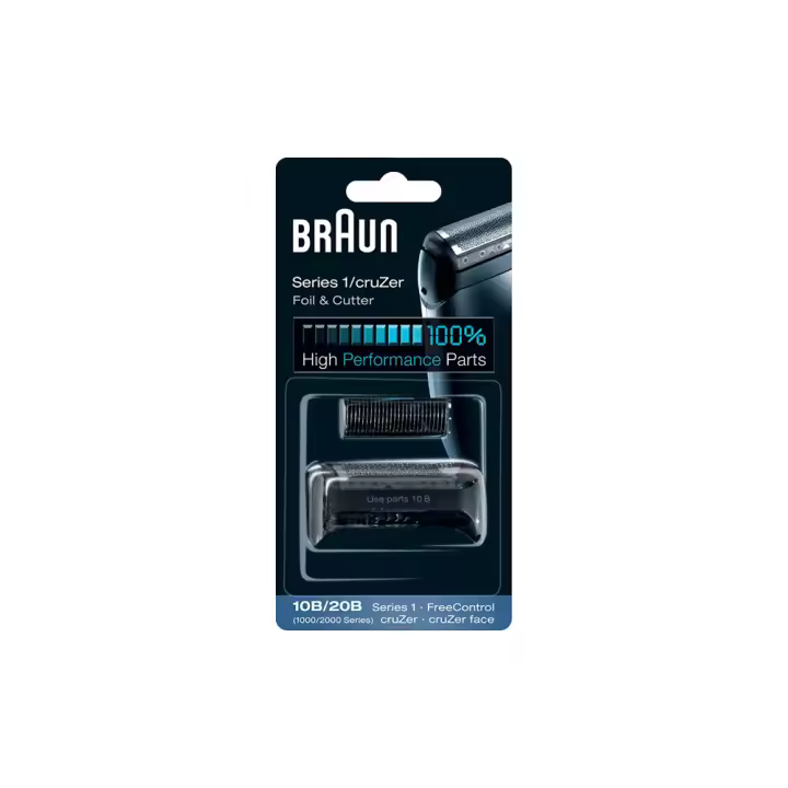 Braun 10B/20B Pack de Recambio para Afeitadora Eléctrica Hombre Series 1/Freecontrol/CruZer con Láminas de Recambio y Portacuchillas, Negro - 1
