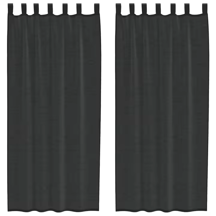 Cortinas de gasa con bolsillos para varillas 2 uds. negro - 1