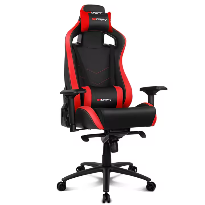 DRIFT DR500R - Silla Gaming Profesional, polipiel, reposabrazos ajustable 4D, piston clase 4, sistema balanceo, altura regulable, respaldo reclinable, cojines lumbar y cervical, color negro/rojo - 1
