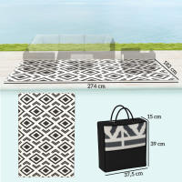 Outsunny Alfombra de Exterior 182x274 cm Alfombra Reversible con Patrón de Geométrico de Cenefa Impermeable Bolsa de Transporte para Terraza Balcón Patio Camping Playa - details 2