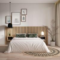 Skraut Home - Cabecero con dos mesitas rectangulares - Listones Decorativos - medidas totales 258x107x3cm - Para Camas de 150,160,180 cm - Con almacenamiento adicional - Estilo Moderno - Varios colores disponibles - details 2