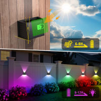 Solar Wall Sconce 3000K Luz Blanca Cálida Para Exterior Ángulo De Choque Superior E Inferior Luz Solar Para Jardín Porche Camino Garage - details 21