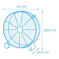 VENTILADOR INDUSTRIAL 180W 60cm EDM. ASPAS DE 58cm. 3 VELOCIDADES. REJILLA DE SEGURIDAD. CABEZAL DE POSICIÓN FIJA. RUEDAS PARA DESPLAZAMIENTO. FLUJO DE AIRE MÁXIMO 9834m3/h. 220-240V. - details 2