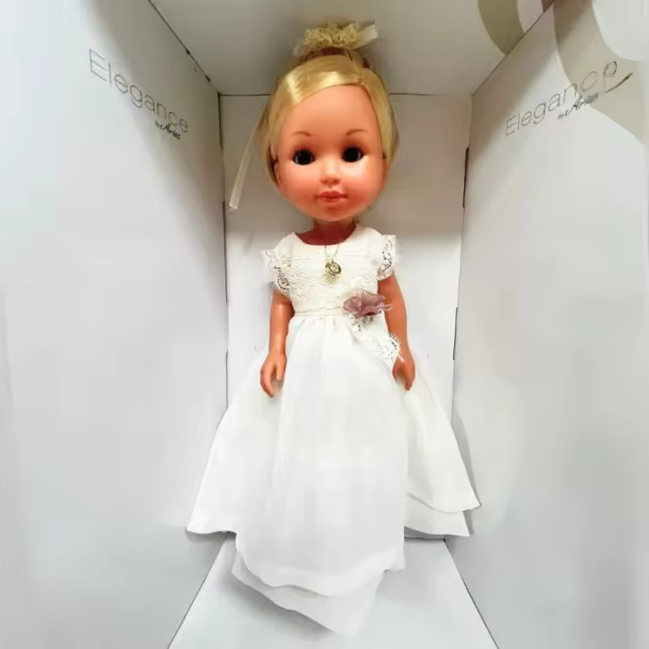 Muñeca de comunión rubia con lazo morado 60654 ARIAS - 1