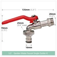 Grifo De Jardín De Latón Con Doble Cabeza 1 Entrada 2 Salidas Conector De Agua Para Balcones Y Jardines Material Metálico Estándar BS - details 6