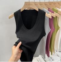 Camisola De Mujer 2025 Estilo Coreano Sólida Con Cuello Redondo Bajo Y Ribbed Basic Summmer Elasticado Slim Versátil - details 35