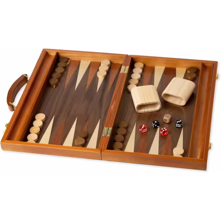 Backgammon línea Signature Aquamarine games CP100. Maletín de madera con asa - 1