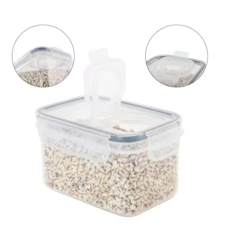 Caja De Almacenamiento De Alimentos Plástica Sellada Para Cereales Azúcar Frutas En Seco Jars Con Tapa Refrigerador Contenedor Organizador De Cocina - 1