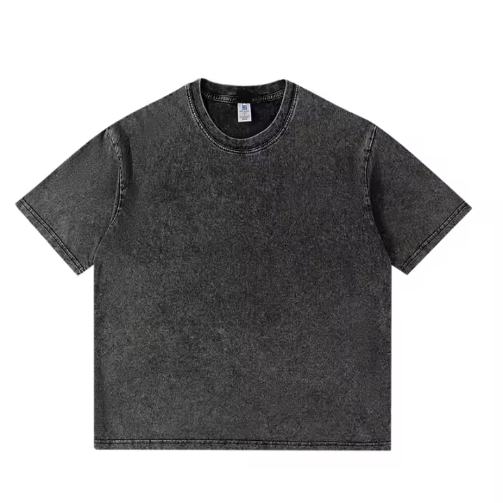 Camiseta Vintage Lavada Para Hombres Estilo Hip Hop Retro Punk Harajuku Algodón 250gsm Manga Corta Camiseta Ácido Top Casual - 1