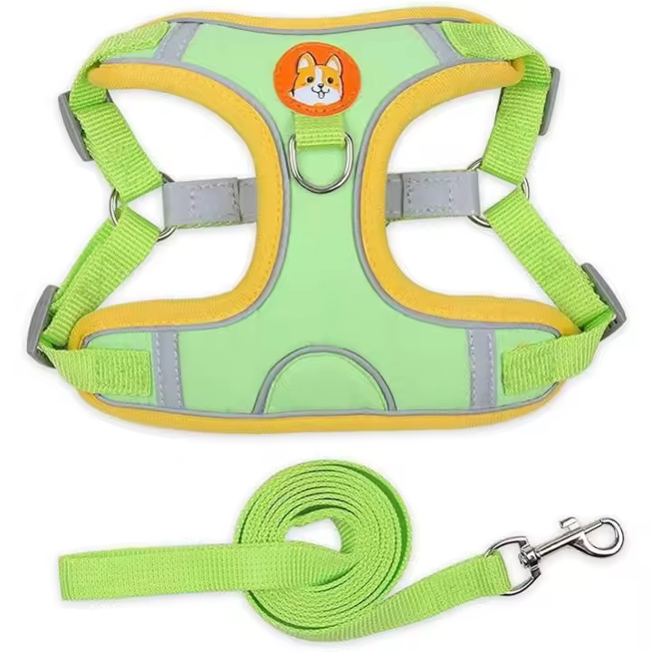 Arnés para Perros Verde Chaleco y Correa - 1