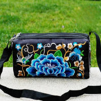 Bolso De Hombro Retro Para Mujer Yogodlns Con Bordado Floral Multicolor Estilo Bohemio Étnico Monedero Pequeño De Lona - details 6