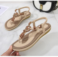 Zapatos de playa europeos y americanos para mujer, verano 2025. Zapatos casuales planos anchos con cuentas de madera tejidas. - details 18