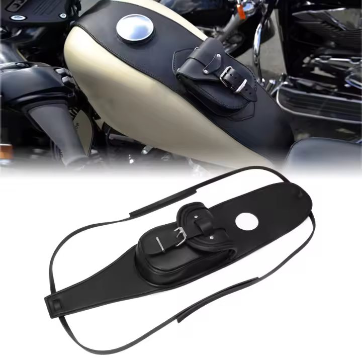 Cubierta De Tanque De Motocicleta En Cuero PU Negro Para Harley Sportster Iron 883 1200 XL Universal Bolsa De Alforja Panel De Capa - 1