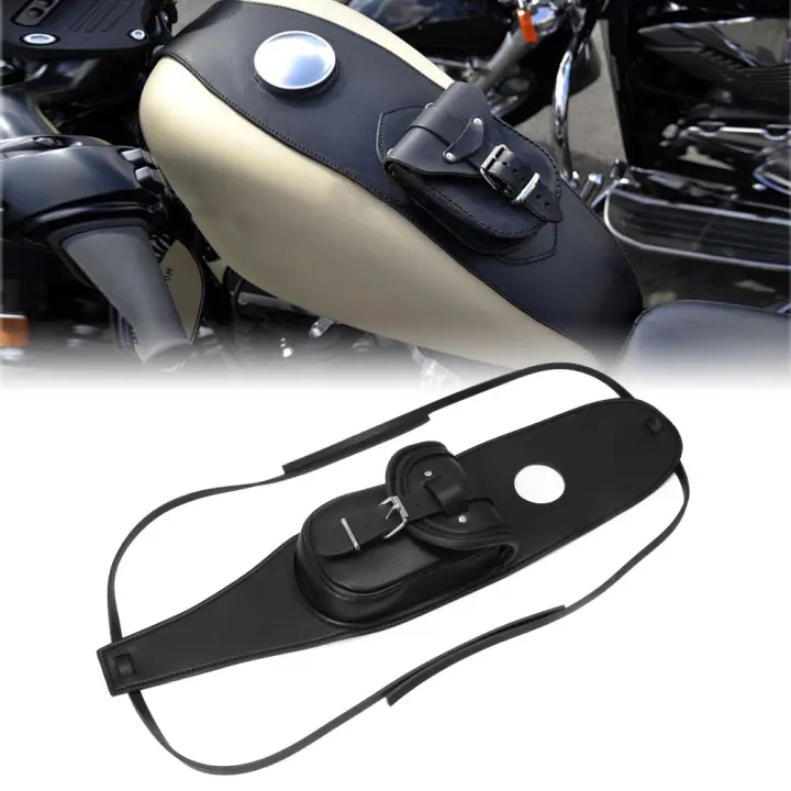 Cubierta De Tanque De Motocicleta En Cuero PU Negro Para Harley Sportster Iron 883 1200 XL Universal Bolsa De Alforja Panel De Capa - 1