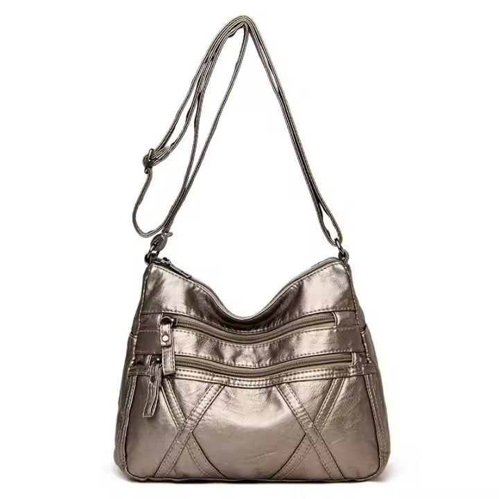 Bolso De Hombro Para Mujer 2023 De Cuero Suave De Lujo De Gran Capacidad Diseñador Barato Negro Bolso Cruzado Clásico Con Punto De Cruz Interior - 1