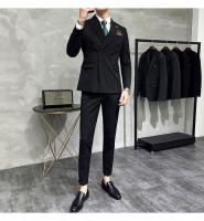 Traje Tres Piezas De Calidad Alta Con Rayas Y Color Sólido Estilo Coreano Traje Slim-fit Con Chaleco Y Pantalones Para Hombres - details 12