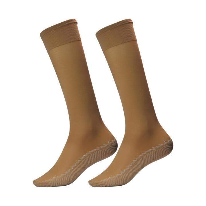 Geshop 6 Pares Medias Hasta la Rodilla Lycra con Plantilla Algodón 20D Denier Anti presión para mujeres  Calcetines Altos Lycra Anti presión  Color Negro, Carne