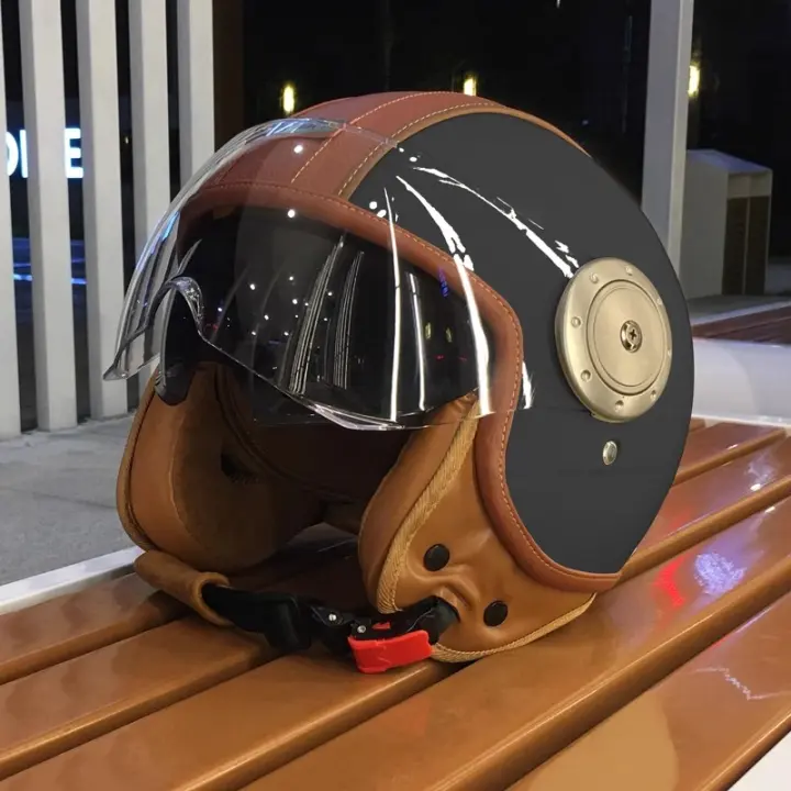 Casco De Motocicleta Eléctrico Inteligente Bluetooth Retro Con Protección De Orejas Media Para Hombres Y Mujeres - 1