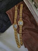 Reloj De Mujer De Dial Cuadrado Dorado Impermeable Con Incrustaciones De Diamante Estilo Elegante Y Sencillo Reloj Para Mujeres - details 2